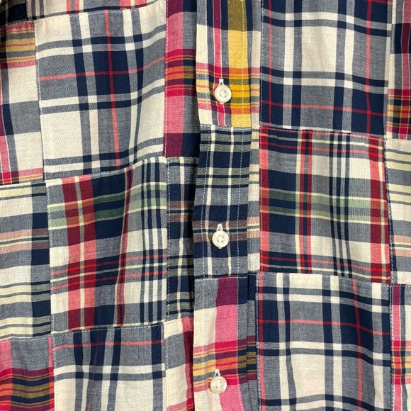 American Living Men Long sleeve Patchwork Button Down Shirt Sz M Plaid Madras - Picture 3 of 11